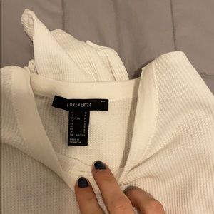 Waffle knit shirt white